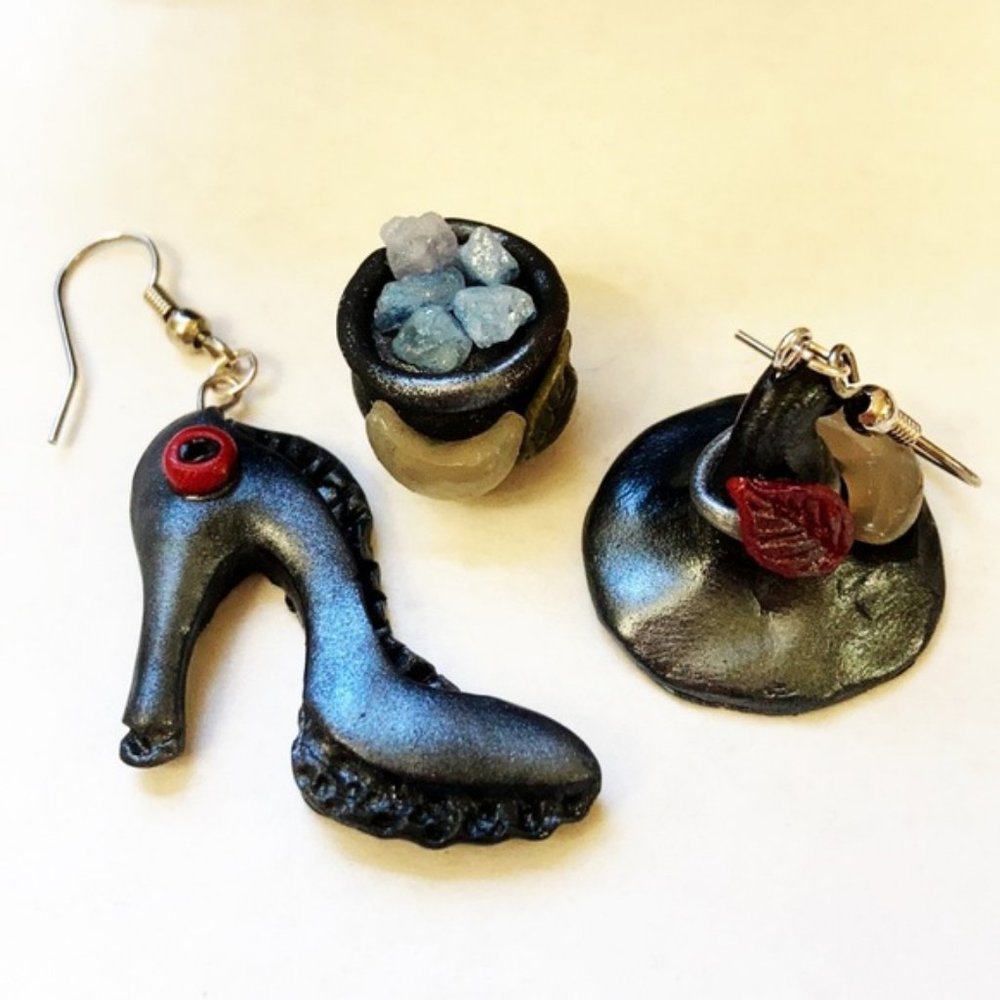 Witch 🧙‍♀️ Hat & Boot Polymer Clay Earrings